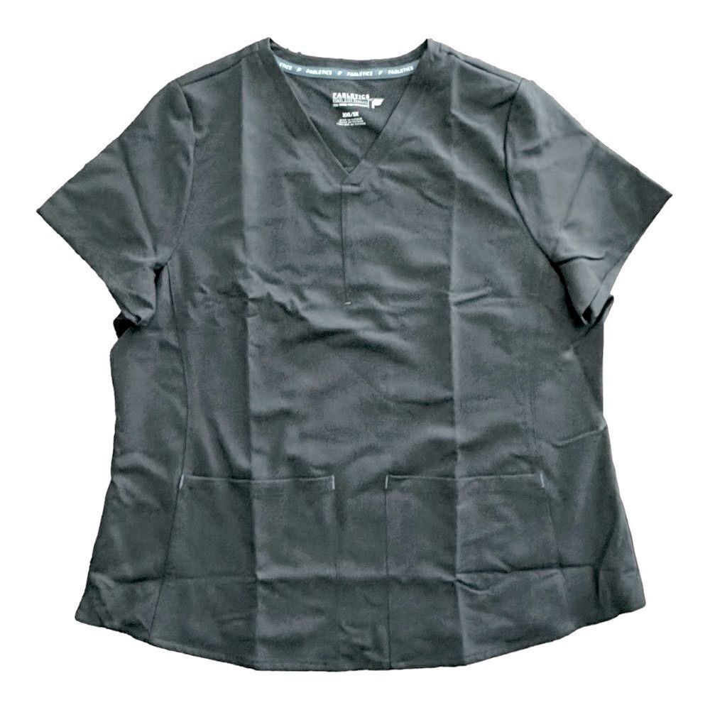 Fabletics Method Scrub Top XXL 1X Black Caribbean Blue 2 Pocket NWT